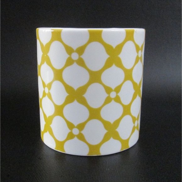 Jonathan Adler Mug White Flower Pattern Yellow Background Coffee Cup - Picture 2 of 5